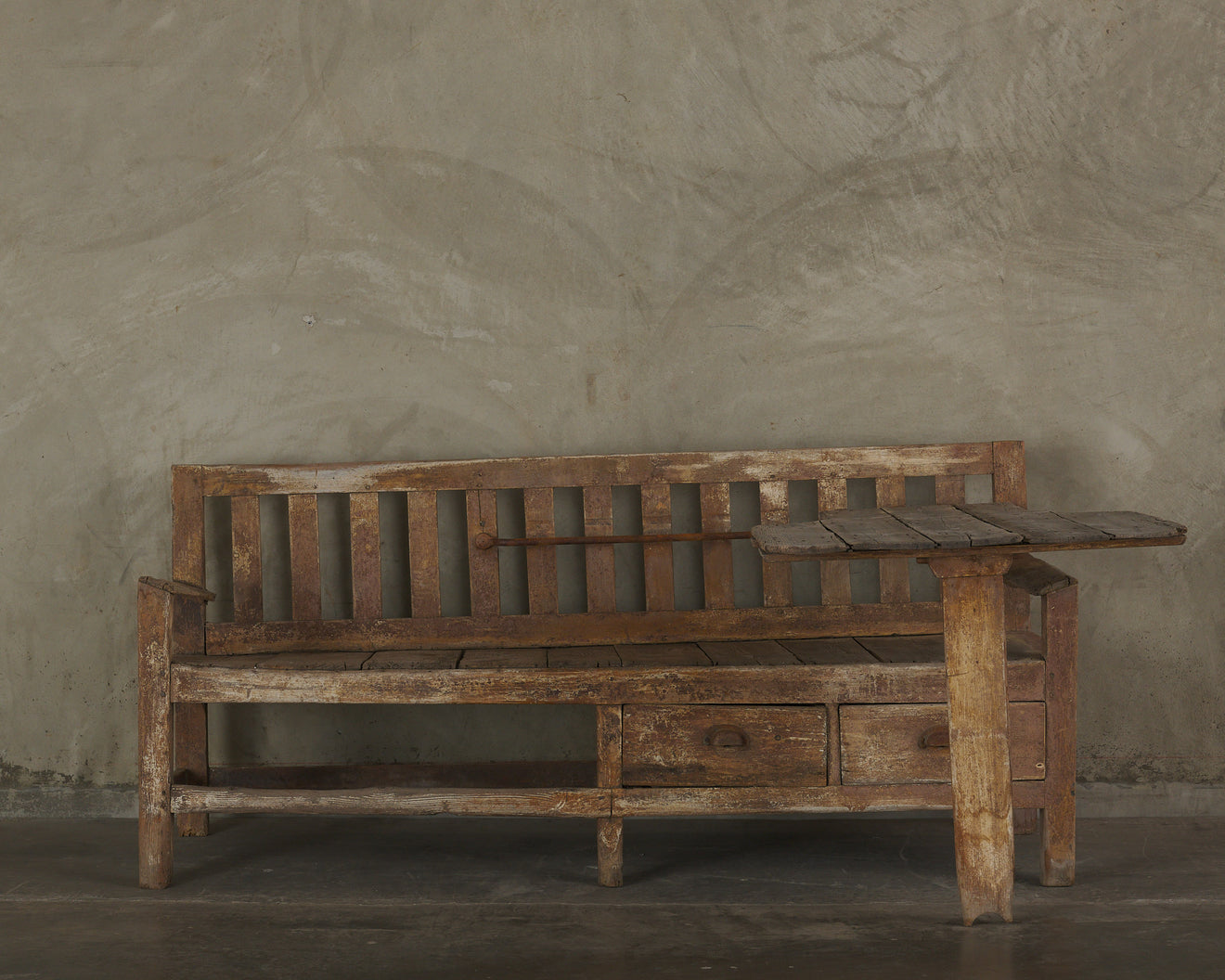 CONTINENTAL WELL WEATHERED BENCH AND ADJUSTABLE FOLDING TABLE